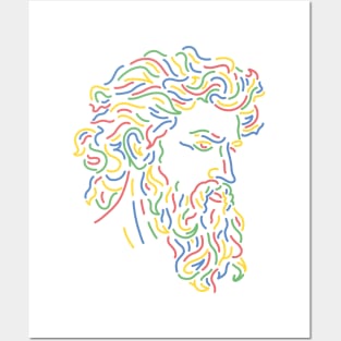 Colorful Greek God Silhouette Drawing Posters and Art